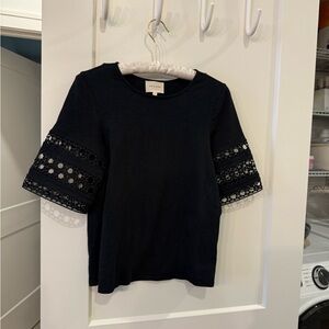 Sezane Black lace sleeve TSHIRT